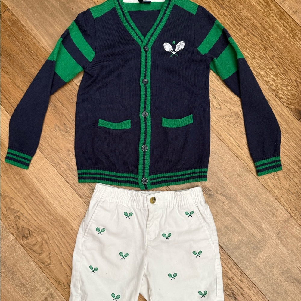 Janie & Jack boys 5/6 tennis set